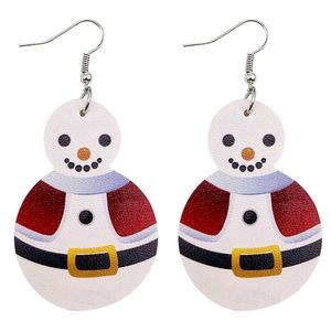 Snowman leather drop earrings